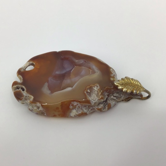 2/$25 Vintage Brown Agate Slice Pedant - Picture 8 of 16